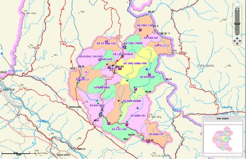 Bản đồ huyện Bắc Hà